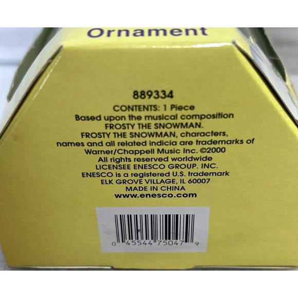 ‘FROSTY Sliding’- FROSTY THE SNOWMAN Ornament Christmas 2000 Enesco Mint NIB - Picture 5 of 5